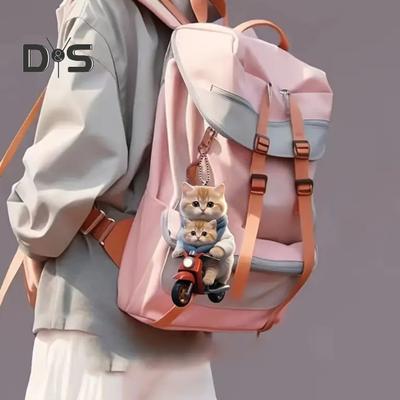 Motocykl Kot Akrylowa Wisząca Dekoracja Domowa Wewnętrzna Choinka Samochodowa Lusterko wsteczne 2D Płaskie Jazda Kociak Wisząca Ozdoba Zwierzęca Wisiorek