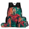 Set de 3 Piezas para Niños Mochila Estrella de Fútbol Estudiante Bolso de Hombro Escolar Bolsas para Lápices Ronaldo Mochila Escolar CR Mochila Mejor Regalo