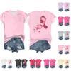 Women's Breast Ribbon Printed Casual Short Sleeve