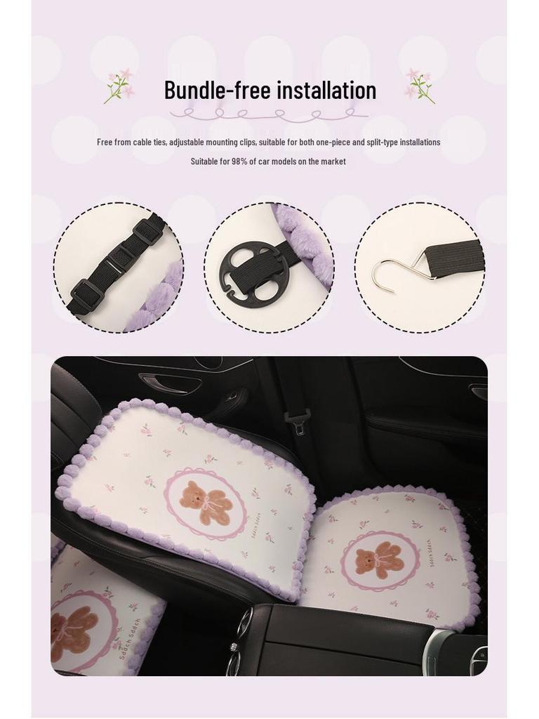Four Seasons Cartoon Cute Goddess Bear Car Seat Cushion for Toyota Corolla, RAV4, bZ3, and bZ4X