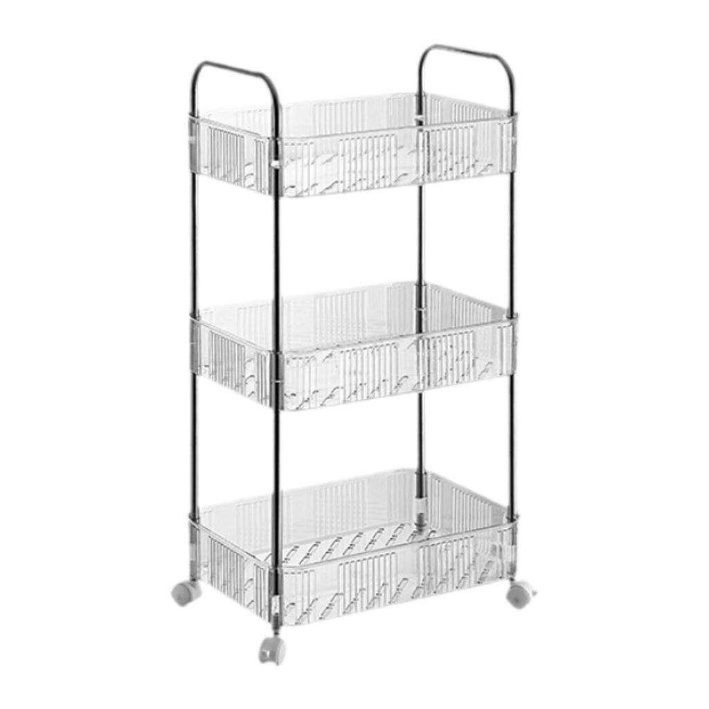 Mobile Shelf Cart with Caster Wheels 3 Layer Home Kitchen Corner Office Rolling Storage