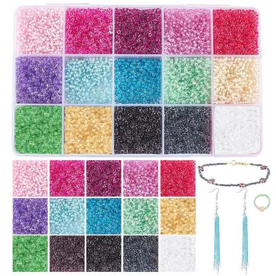 PH PandaHall Stück 2mm Glas Rocailles in 15 bunten Glas Kleine Runde Bastel-DIY-Bastel-Schmuckzubehör 12.000 Farben, Perlen, Perlen, Zubehör,