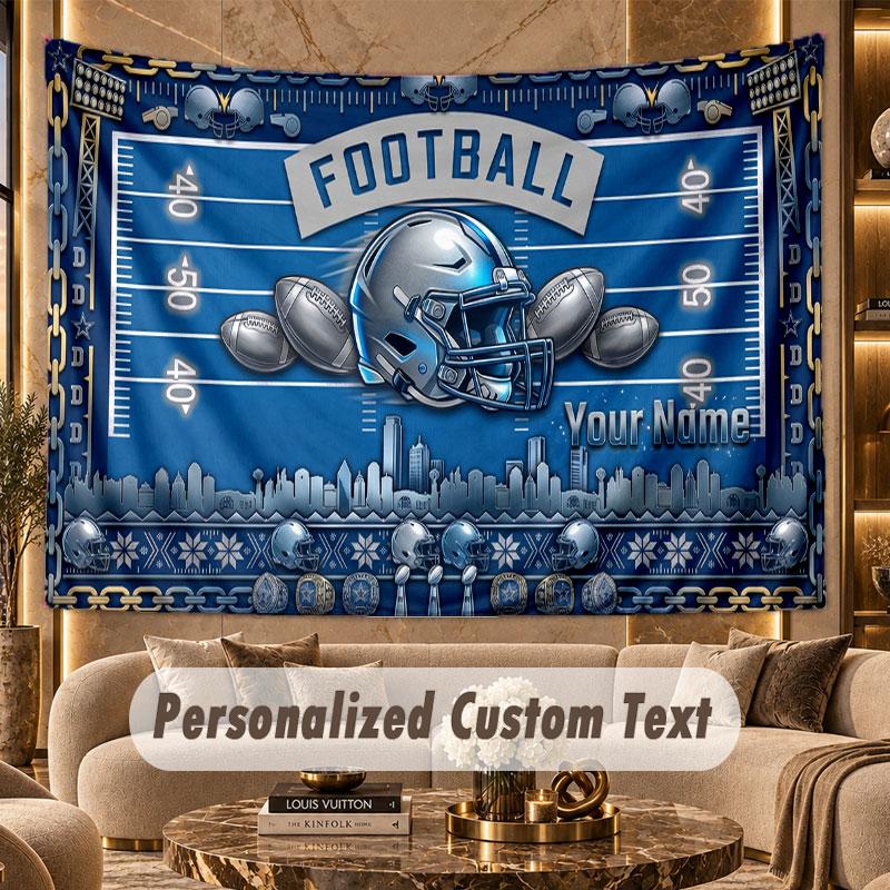 American Football (72) Theme Wall Tapestry Customized With Name Text Personalized Hanging Tapestry For Bedroom Living Room Decor