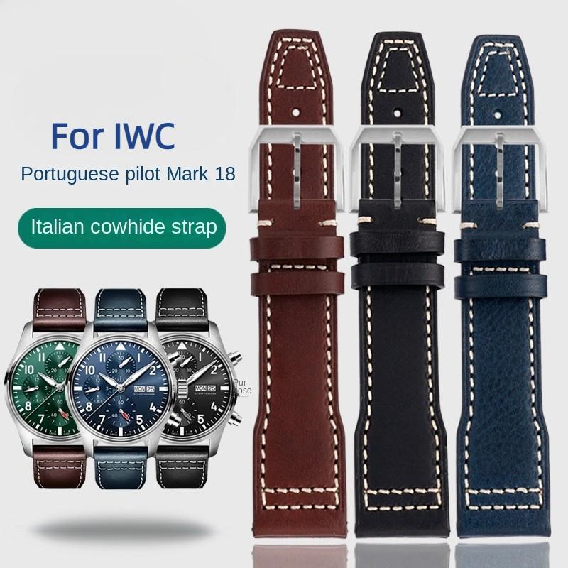 High Quality Italian Cow Leather Watchband for IWC Big Pilot IW388103 IW378005/003/001 Mark 18 Men Watch Strap 20 21mm Bracelet