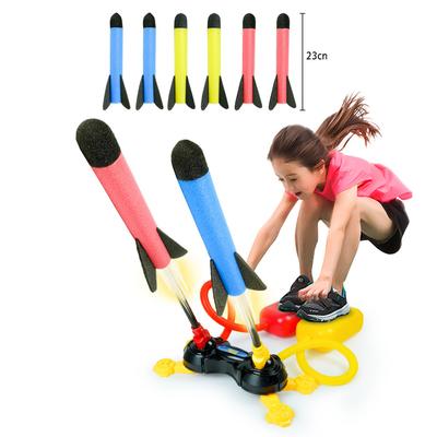 Lanceur de fusées jouet pour enfants avec 6 fusées en mousse et support de lanceur robuste, rampe de lancement Stomp - Jouet d'extérieur amusant pour garçons et filles de 3 ans et plus