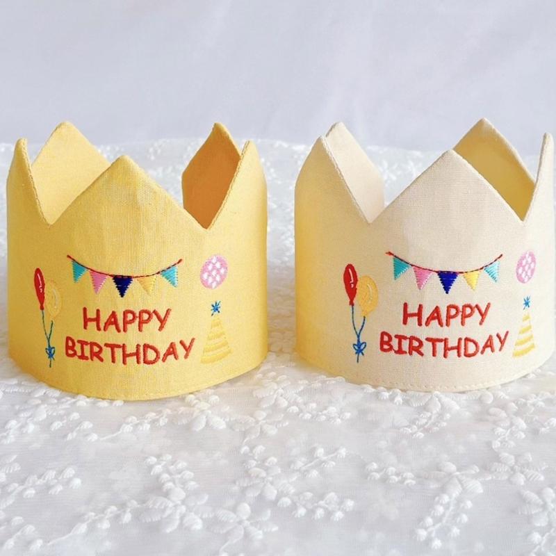Handmade Birthday Crowned Hat For Baby First Birthday Party Photography Soft Cloth Embroidered Keepsake Accessory