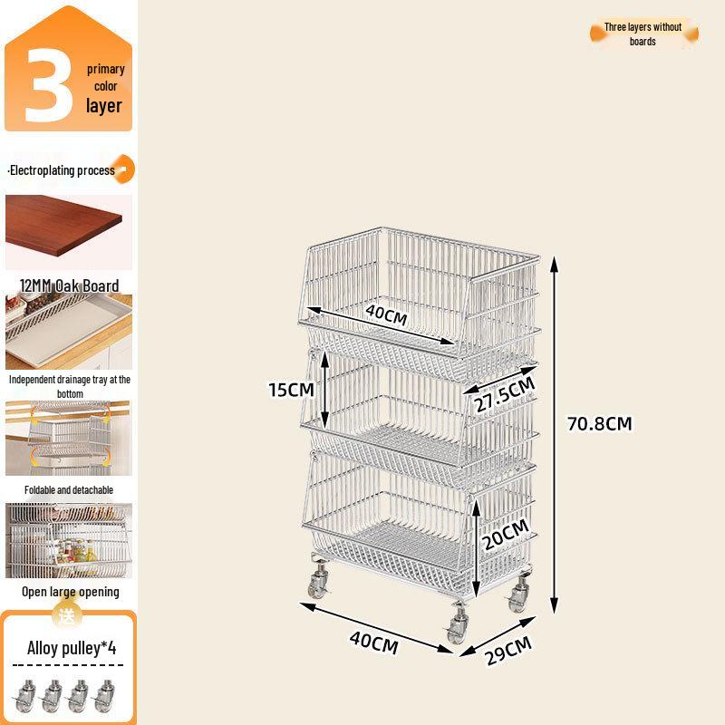 Multi-Tier Floor Storage Rack for Fruits, Vegetables & Snacks
