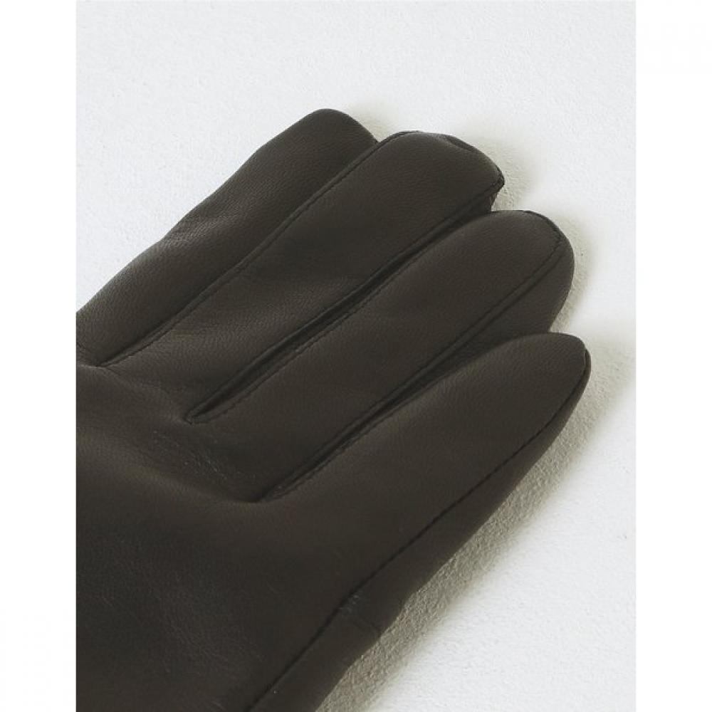Daks Black Lambskin Rex Fur Trim Touchscreen Gloves