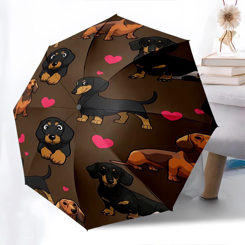 Dachshund Heart- Automatic Umbrella,Suitable for Men and Women, Outdoor Accessories, Suitable for Birthdays 1018b
