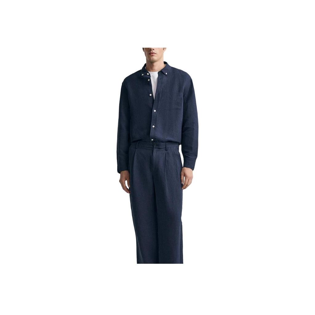 Zara Solid Color Comfortable Slim Fit Long Sleeve Shirt Men shirts Ocean-Blue 5344306-401