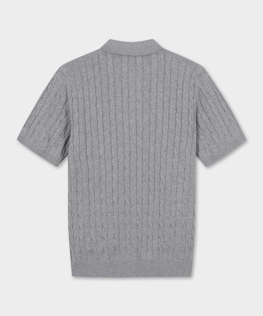BROOKS BROTHERS Cotton Cable Polo Short Sleeve Sweater (Grey) (Bbwtmo204Awfm)