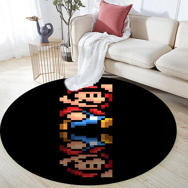Mario Cartoon Pattern Round rug,Carpet Rug for Living Room Bedroom Playroom ,Non-slip Floor Mat,Holiday Gifts and Birthday Gifts.