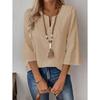 BITCED Women's Fashion Casual Solid Color Print O-Neck Blouses & Shirts