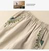 Women's Retro Embroidered Cotton-Linen Carrot Pants: 2024 Loose Harem Style for Spring, Summer, and Autumn