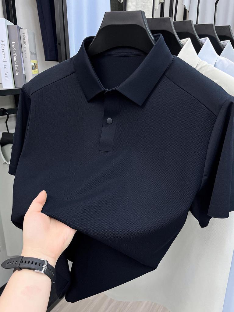 2026 Herren Sommer Kurzarm Kühl Sonnenschutz Poloshirt - Lässig und Vielseitig Einfarbige für Pendler mittleren Alters