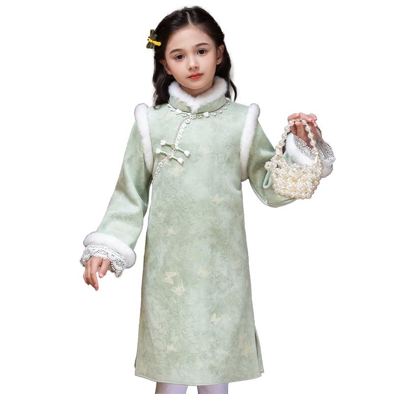 Girls' New Chinese Style Tang Suit Cheongsam Dress