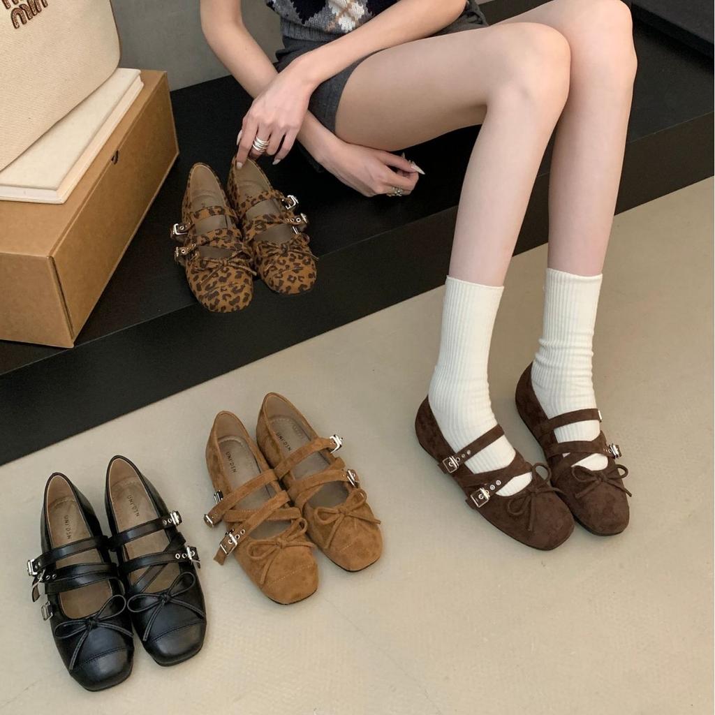 2025 new round head flat bottom Doudou word with soft bottom inner slope heel commuter work versatile women's shoes