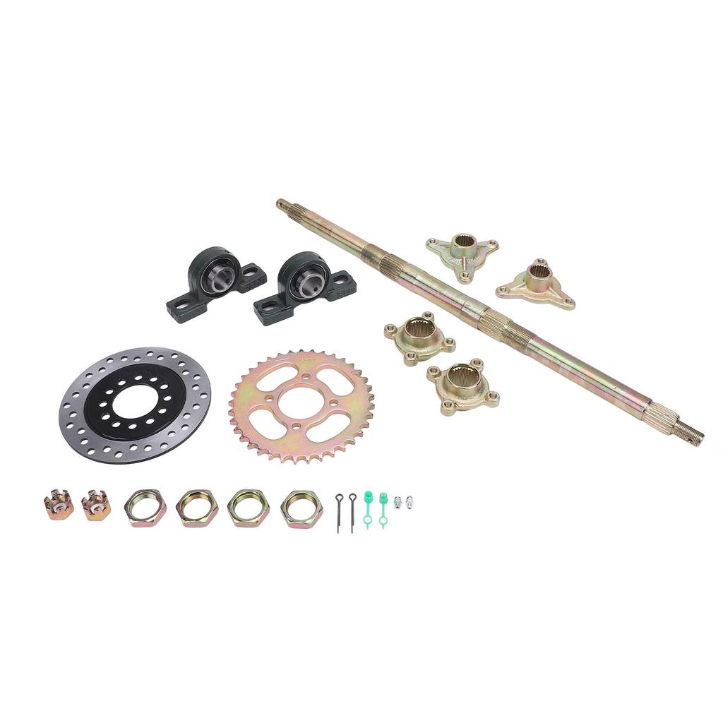 Go Kart Rear Axle Kit 24 Inch Heavy Duty Sprocket Brake Disc Base Rear Axle Assembly Set for 50 to 150CC DIY Rebuilt