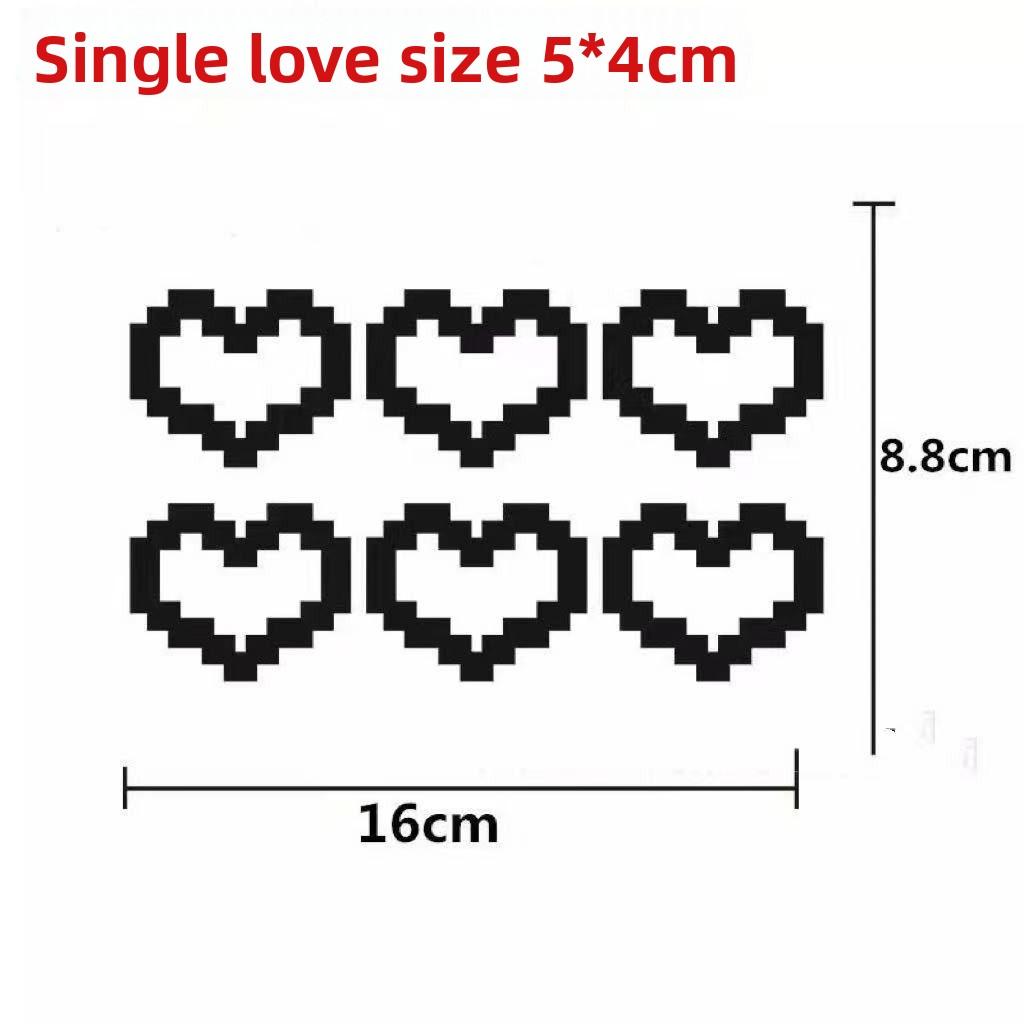 6PCS Mosaic Heart-shaped Pixel Heart-shaped Car Window Decoration, Waterproof Headlight and Taillight Decoration Stickers