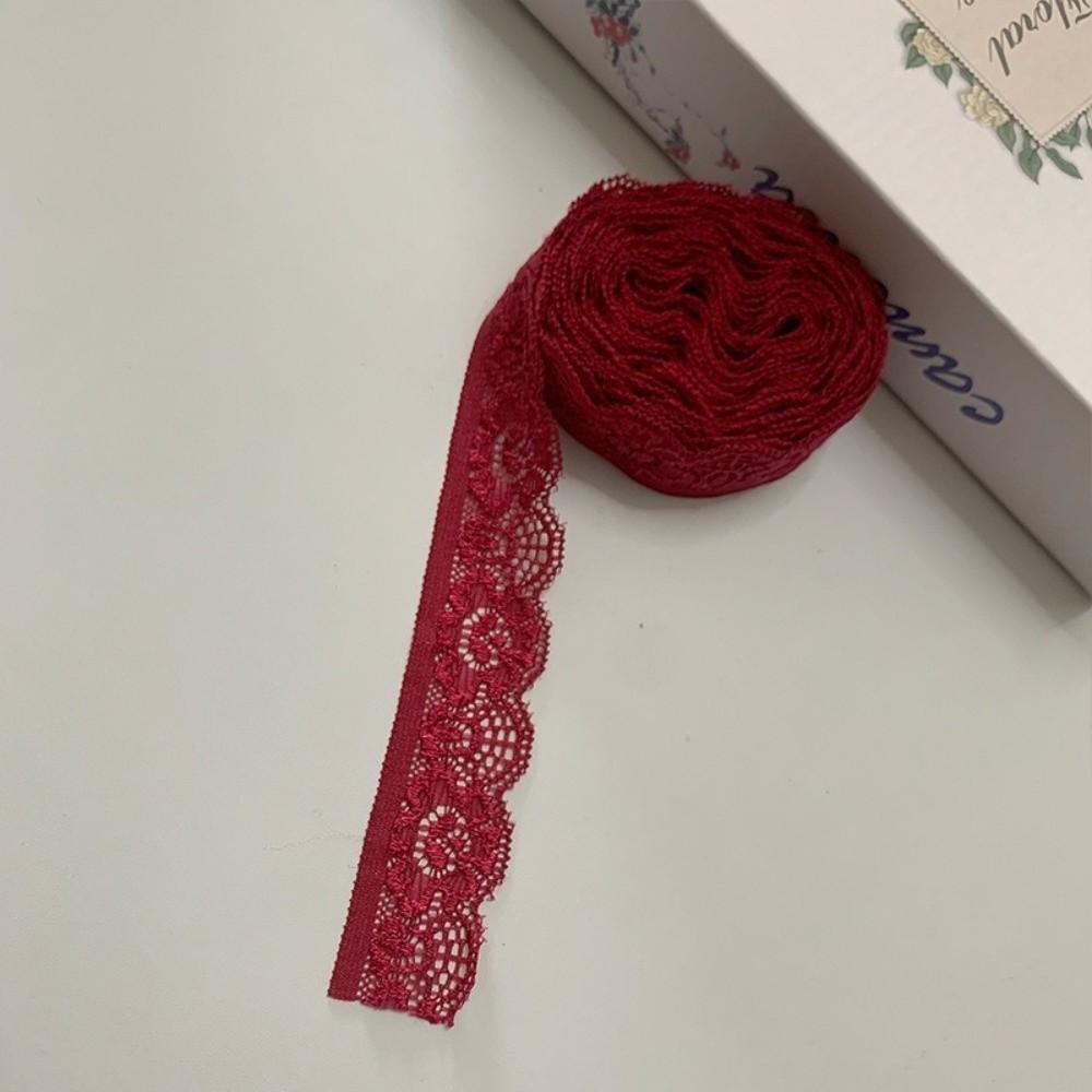 Colorful Elastic Lace Trim 2.5cm Width 10 Yards Length Elastic Lace Ribbon Stretchable Nylon Material Nylon Lace Ribbon