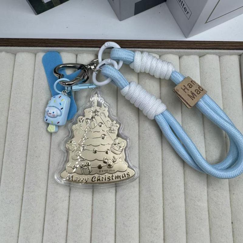 New Gold 999 Christmas Tree Keychain & Cute Cartoon Pendant Bag Charm Without Gold