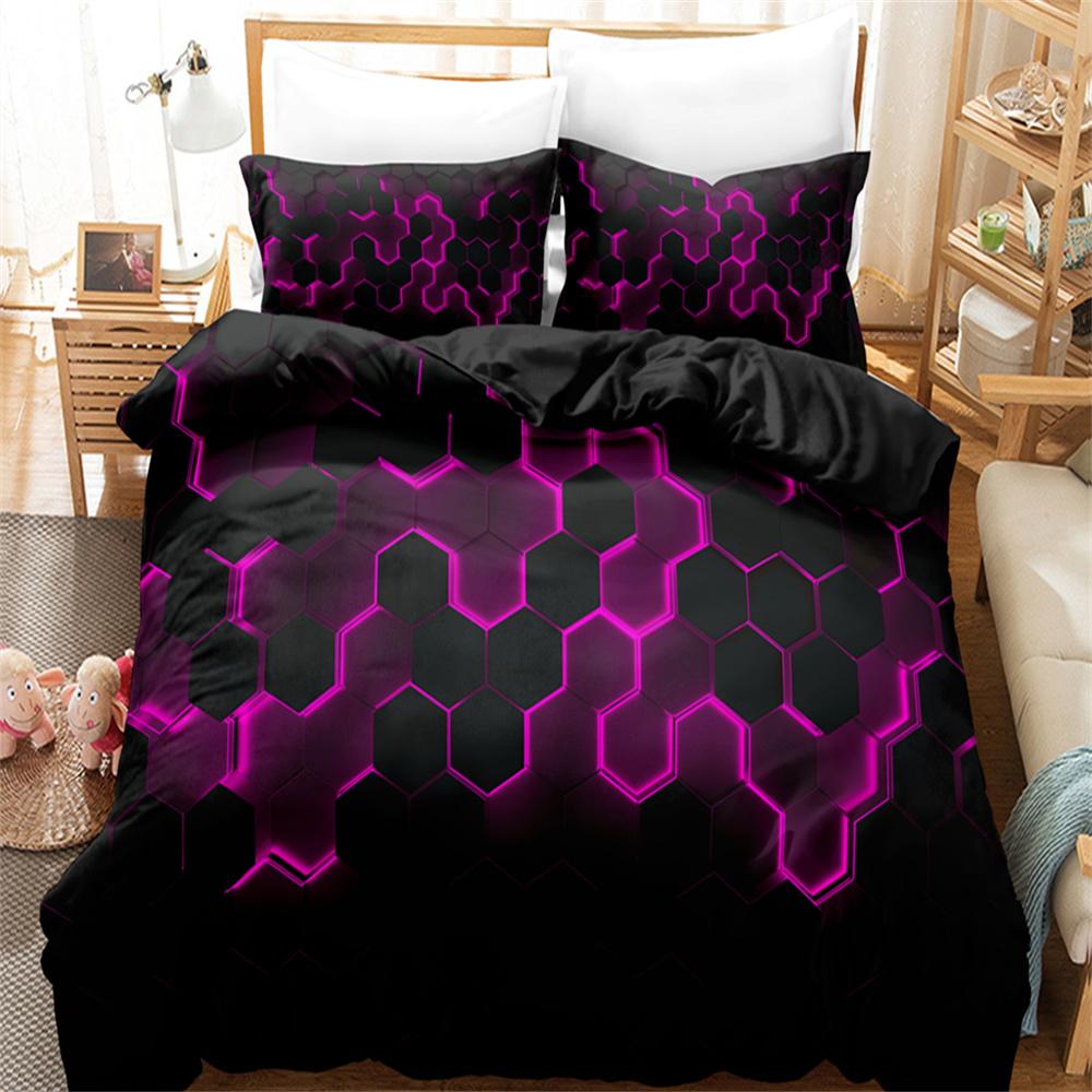 

Honeycomb Black and Red Digital Printed Duvet Set Bedding Set Bedroom Decor -1 Bed Cover +2 Pillowcases (No Pillow Core) EU Single135x200cm