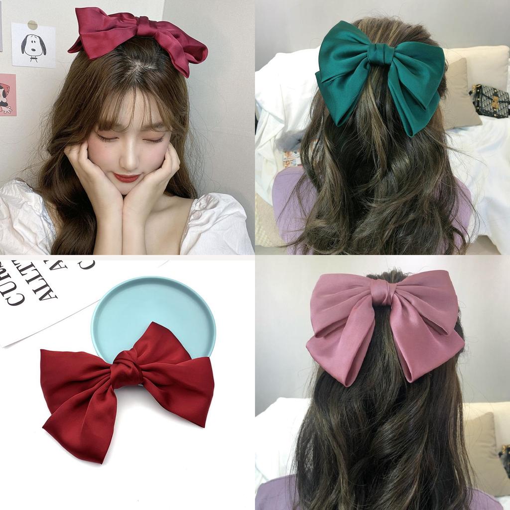 Chic Satin Ribbon Hairpins With Large Bow For Stylish Women And Girls