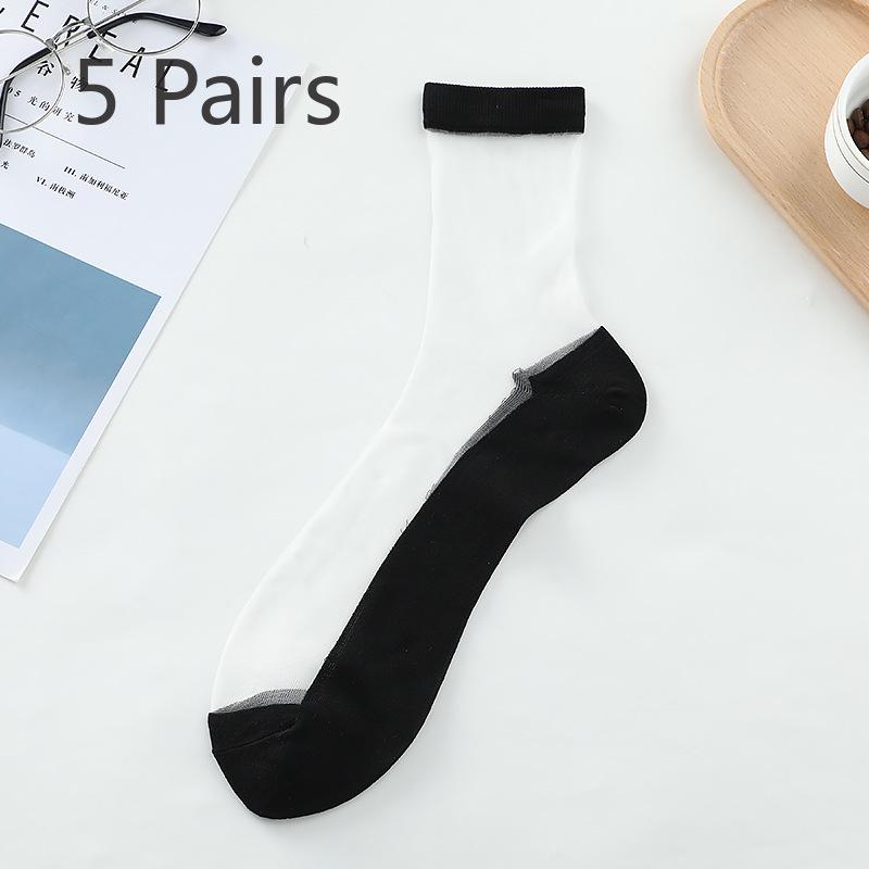 

5 пар мужских летних повседневных хлопковых носков-подследников из прозрачного ледяного шелка, дышащих, коротких 5 Pairs