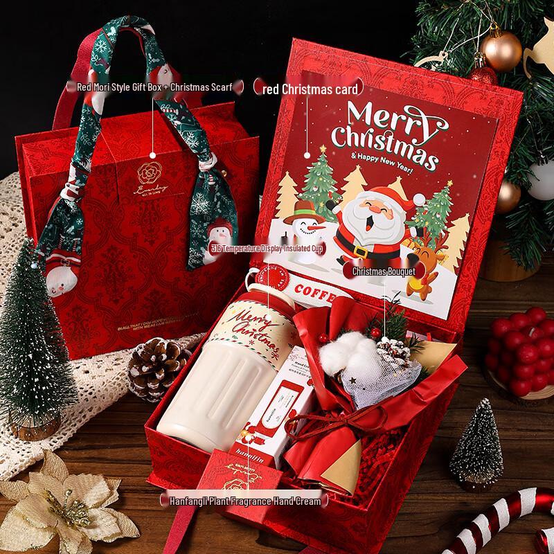 A1 Christmas Eve Gift Set: Insulated Mug, Hand Cream & Bouquet