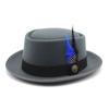 Men'S And Women'S Woolen Top Hats, Bowler Woolen Top Hats, Gentleman'S Jazz Hats, Black And Blue Feathers Czy-224