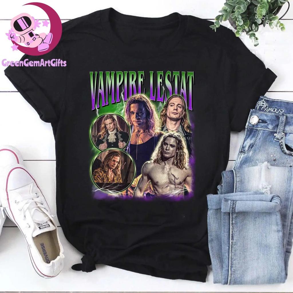 Vintage The Vampire Lestat De Lioncourt T Shirt Gothic Casual Fan Top For Lover Vintage Washed Breathable Stylish Soft Unisex
