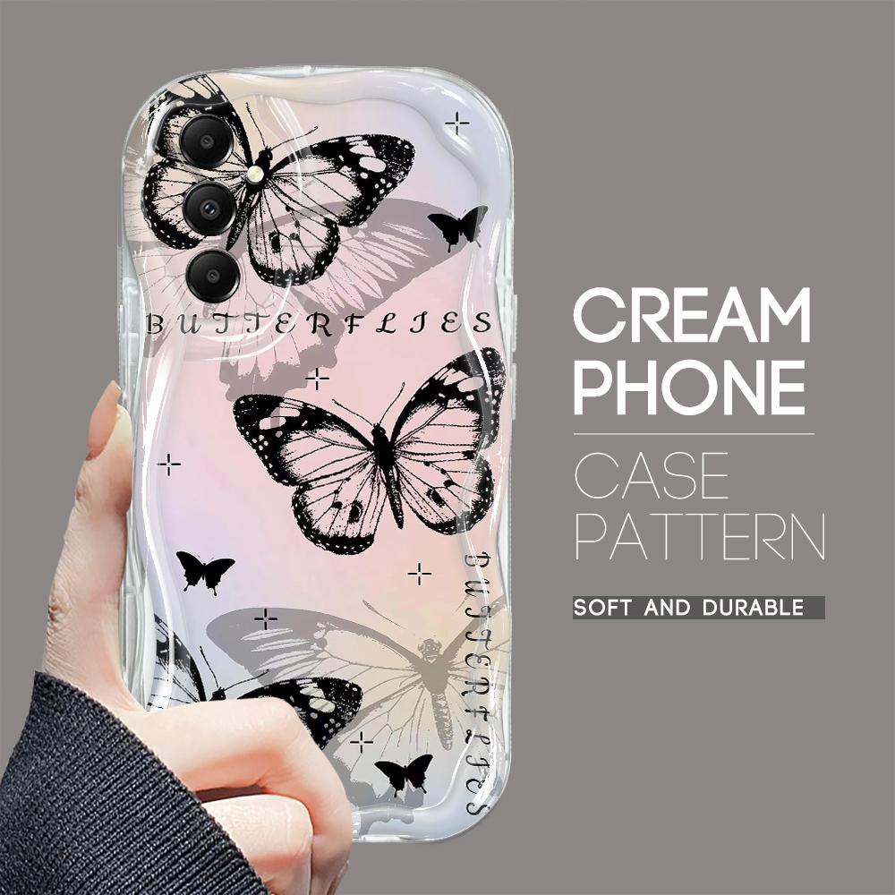 Cute Cartoon Pattern Cream Texture Casing Wavy Edge Soft Silicone Cover Phone Case for Samsung