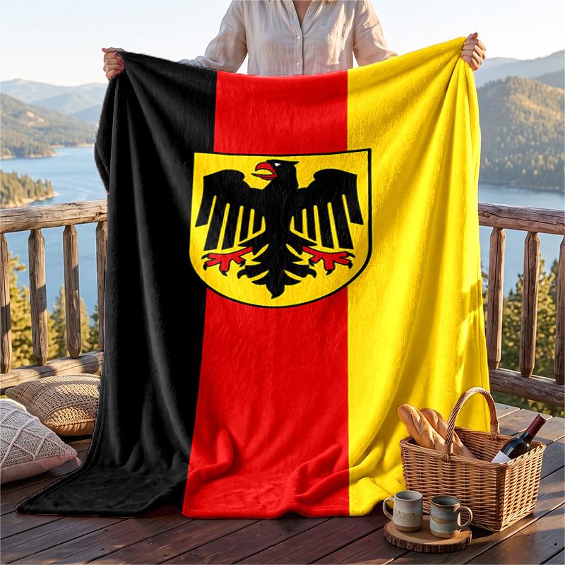 Warm Flannel Blanket Germany National Team Pattern, Lightweight Comfortable Throw Blanket for Bed Sofa Use