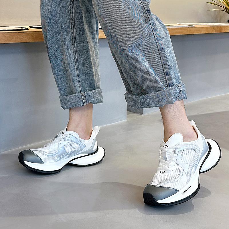 Dad Shoes Dames Zomer Nieuwe Ademende Mesh Dunne Sneakers Koppels Platform Casual Witte Schoenen Heren 40 gray
