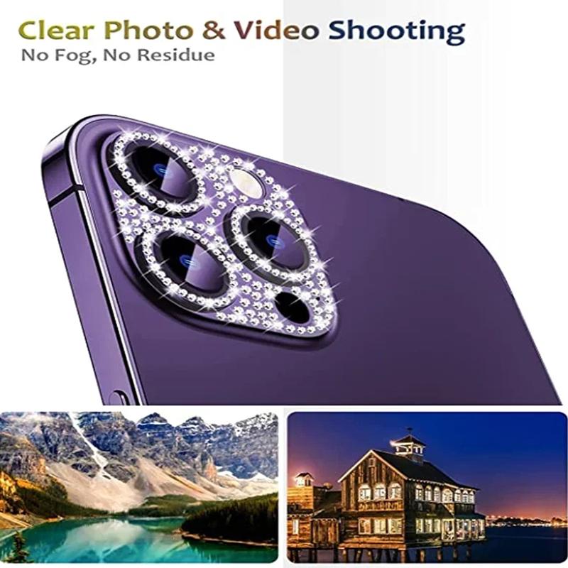 Full Diamond Camera Protection For iPhone 17 16 15 14 13 Pro Max Air Plus Lens Cover Glitter Protector Camara Scratch-resistant