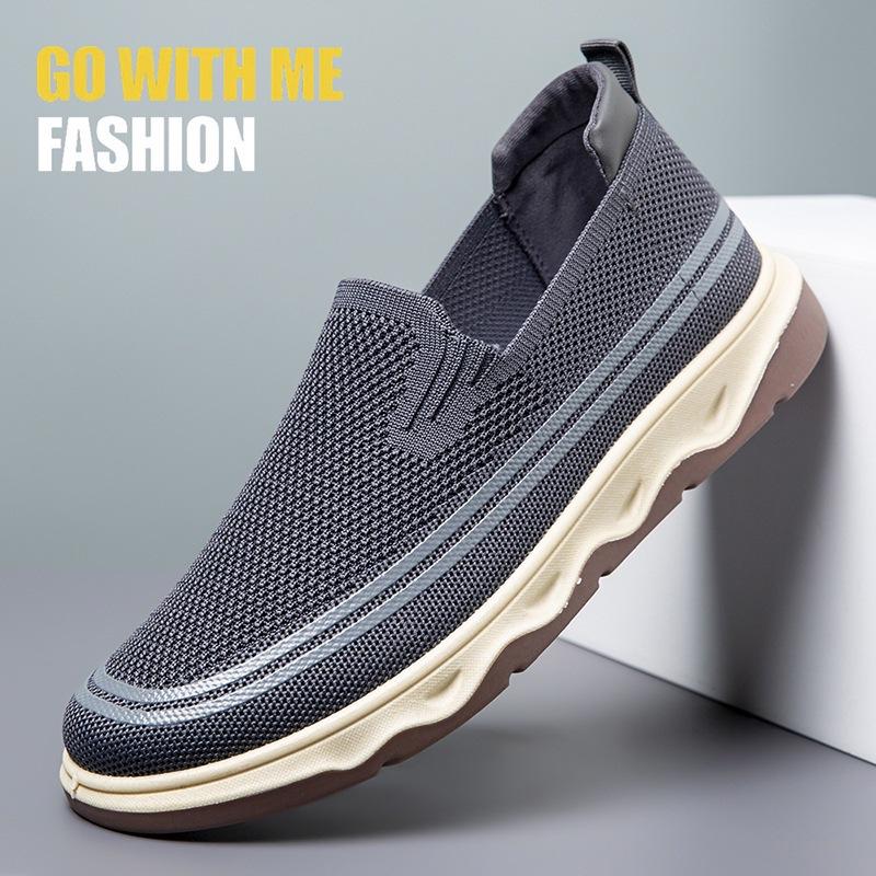2025 New Men's Fly-woven Casual Shoes Men's One-pedal Comfortable Mesh Lazy Shoes Soft-soled Breathable Board Shoes Men