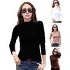 Women Bottom Tops Half-High Collar Long Sleeve Slim Fit Pullover Tops Solid Color Thickened Warm Autumn Winter Base Layer Tops