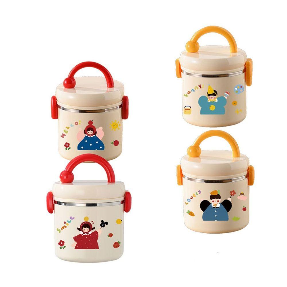 Sealed Thermos Bucket Large Capacity Thermal Lunch Container Cartoon Insulated Lunch Box Picnic