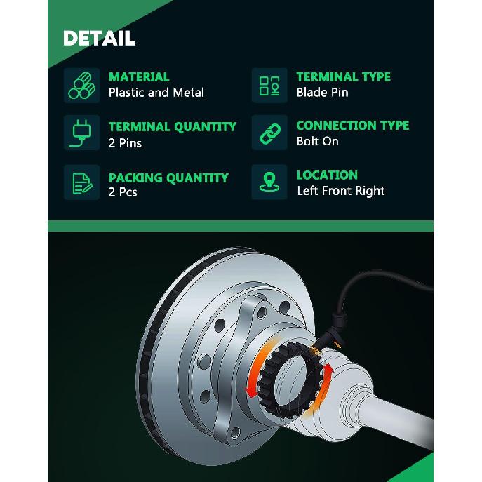 SCITOO 2 pcs Front Left Right ABS Wheel Speed Sensors Fit for 2008 2009 2010 2011 2012 2013 2014 for Toyota for Sequoia,2007 2008 2009 2010 2011 2012