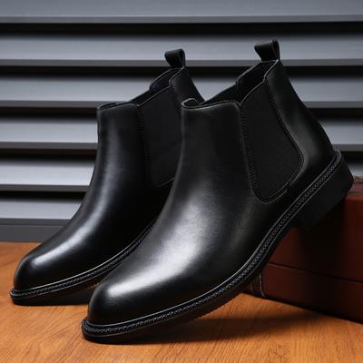 Britischer Stil Chelsea Herrenstiefel Leder Spitzzehe Dicke Sohle Business High Top Lederschuhe Outdoor Vielseitige Stiefelette