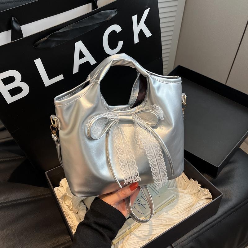 High-value Retro Large-capacity Bag Women's 2025 New Versatile Shoulder Underarm Bag Portable Bucket Bag Bow
