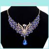 Utsökt Retro Påfågelhalsband med Färgstarka Örhängen Strass Smyckeset