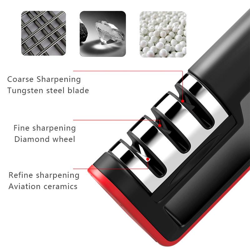 Haushaltsmesserschärfer Küche Multifunktionaler dreiteiliger Schneider Diamantschneider Schärfen