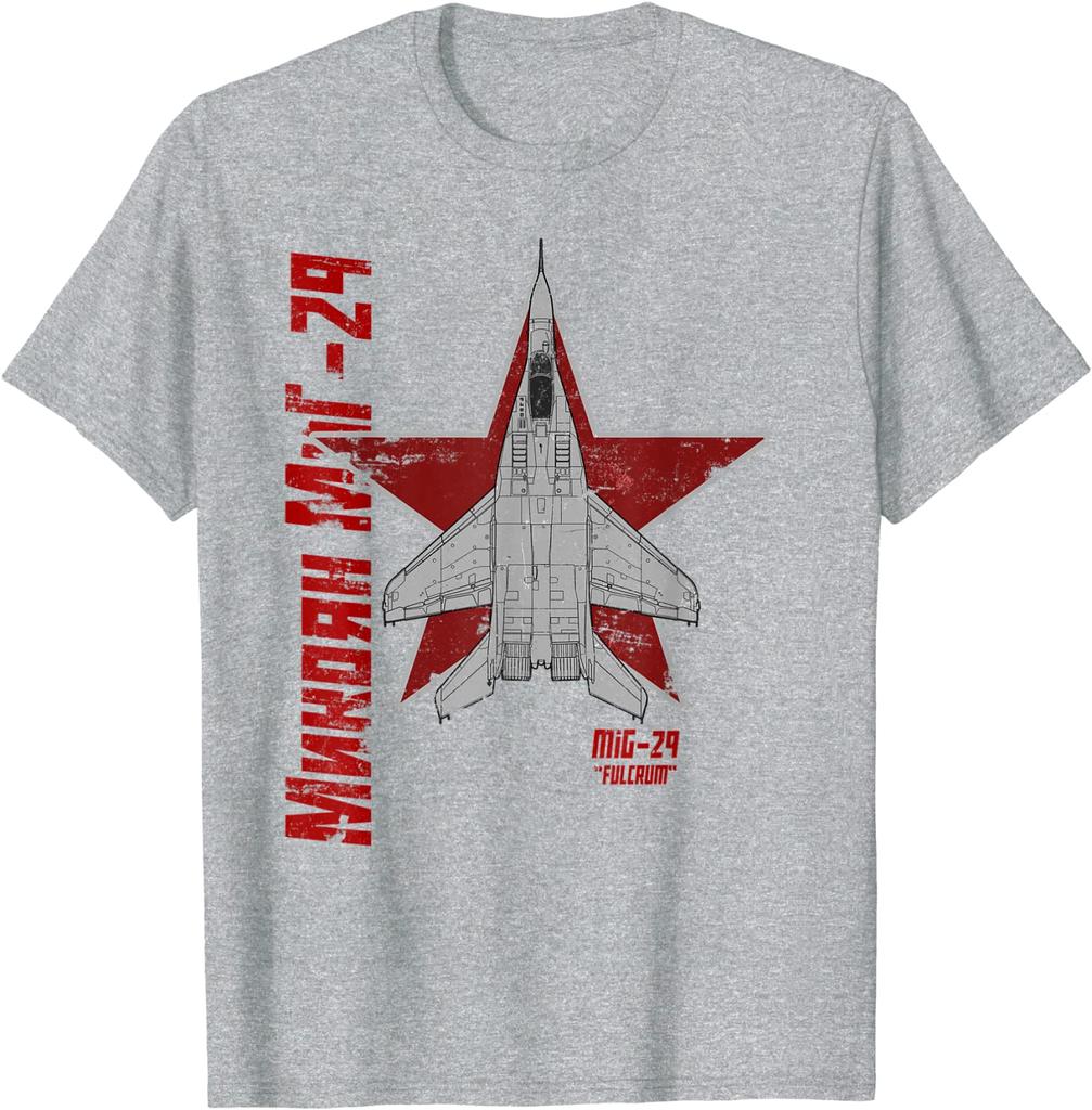 Vintage Cyrillic Soviet Cold War Mig 29 Fulcrum Jet Fighter TShirt Summer Cotton ONeck Short Sleeve Mens T Shirt New S3XL