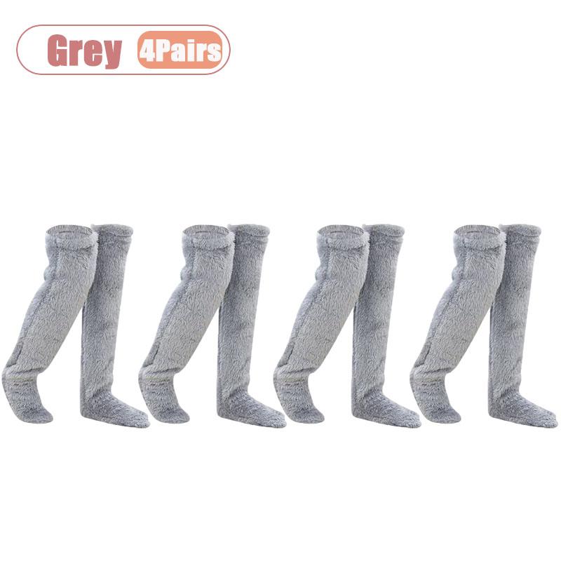 Xiaomi 1-4Pairs Women Over Knee Fluffy Socks Soft Plush Warm Thermal Leg Warmers Long Boots Socks for Home Indoor Floor Casual Winter
