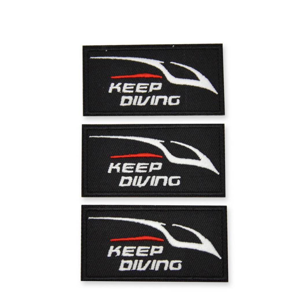 Keep Diving Pack of 3 Iron On Patches Clothes Backpacks Patch Scuba Dive Spearfishing Embroidery Sticker Diver Fabric Repair Kit