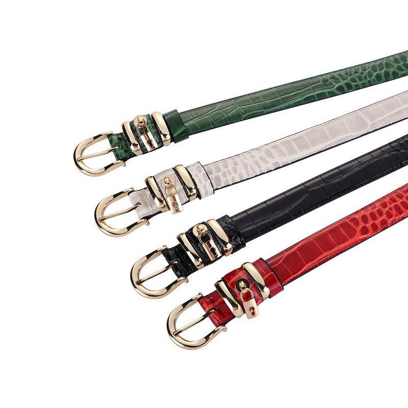 Crocodile Pattern Leather Belt Women's Casual Pin Buckle Genuine Leather Belt Women's All-Match Simple Decoration Pant Belt