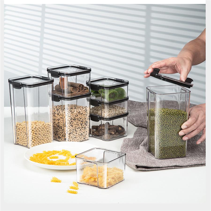 1/4PC Sealed Plastic Food Storage Box , Cereal Candy Dried Jars With Lid , Fridge Storage Containers Tank for Cereal Pasta Flour