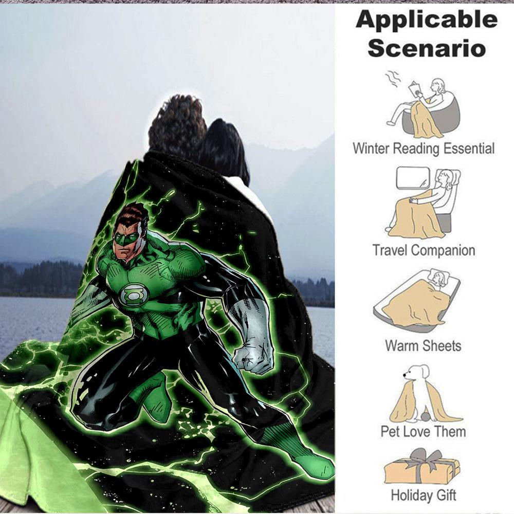 1pc Green Lantern Ring Flannel Throw Blanket Soft, Warm & Cozy for Couch, Bed, Office, and Travel Versatile All Season Gift, Christmas Present