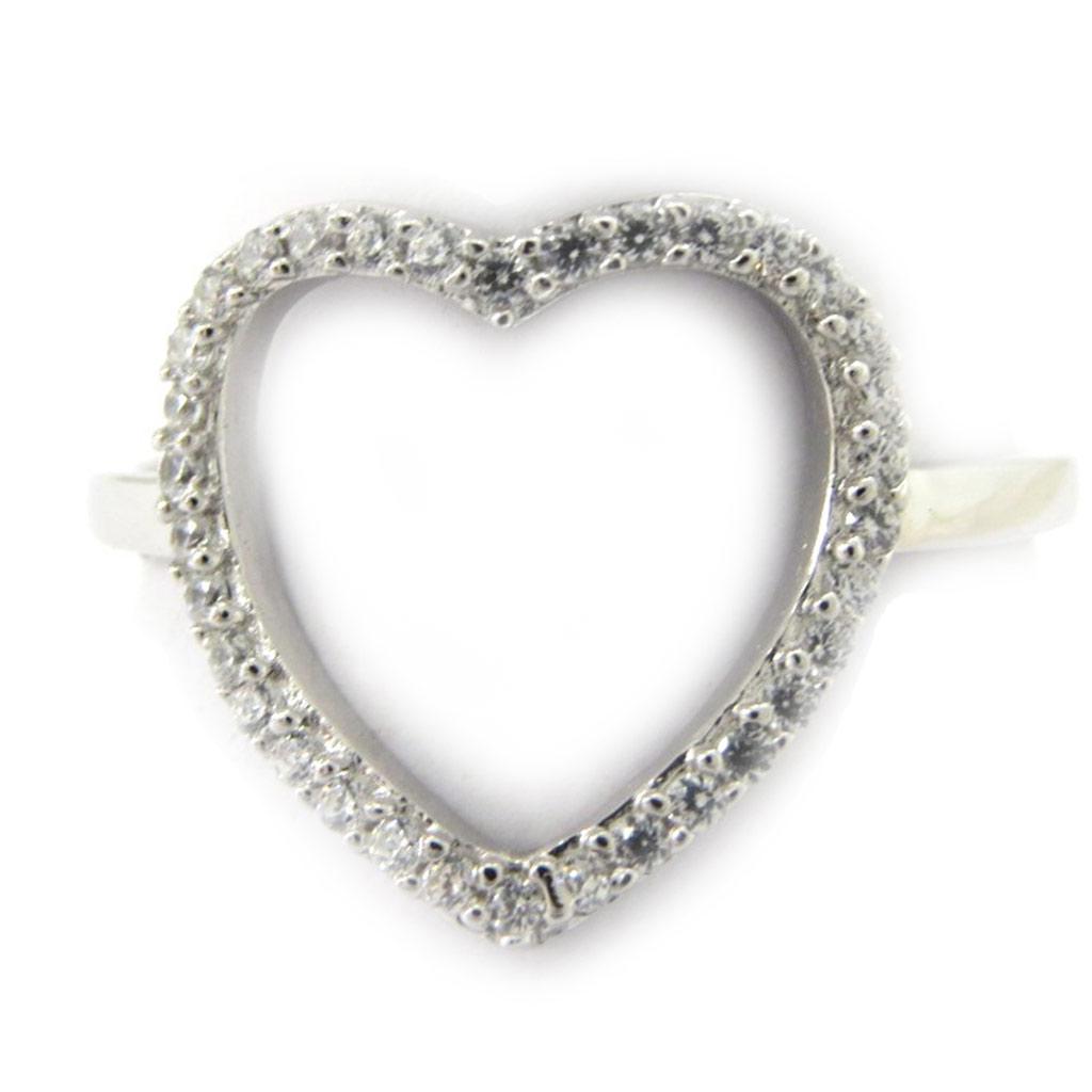 Silver Ring 'Love' Silvery White (rhodium) - 13x12 Mm